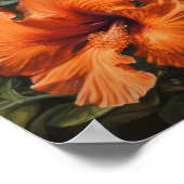 Oranje Hibiscus Bloemenkunst Print Poster (Hoek)