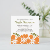 Oranje Hibiscus Bridal Shower Invitations Kaart (Staand voorkant)