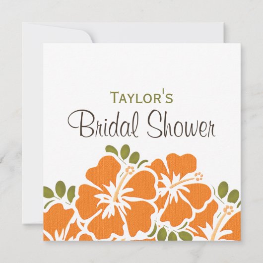 Oranje Hibiscus Bridal Shower Invitations Kaart (Achterkant)