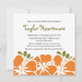 Oranje Hibiscus Bridal Shower Invitations Kaart (Voorkant)