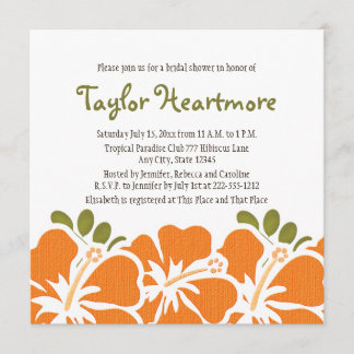Oranje Hibiscus Bridal Shower Invitations Kaart