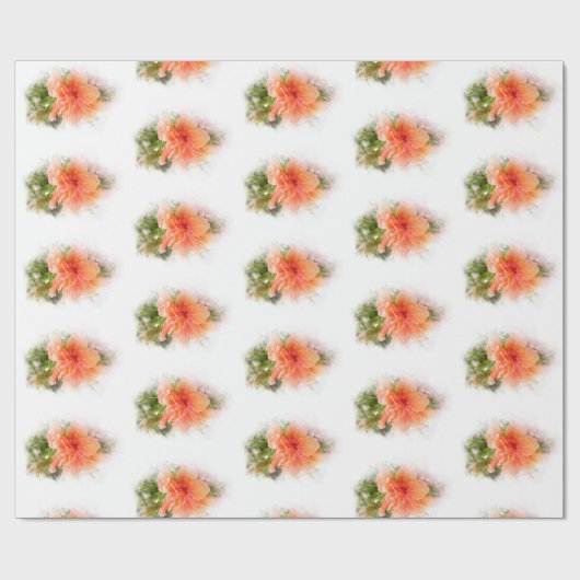Oranje Hibiscus Cadeaupapier (Vlak)