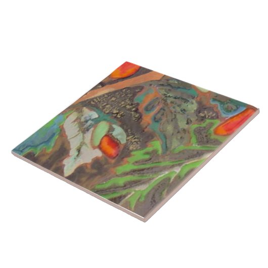 Oranje Hibiscus Deel 10 van 12 Tegeltje (Zijkant)