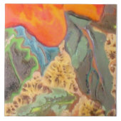 Oranje Hibiscus Deel 11 van 12 Tegeltje (Voorkant)