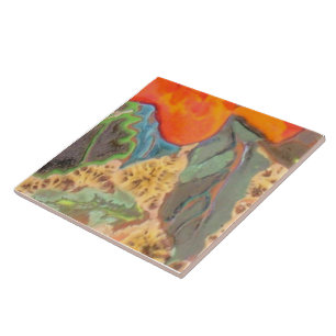 Oranje Hibiscus Deel 11 van 12 Tegeltje