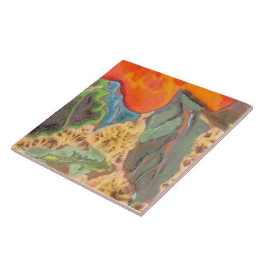 Oranje Hibiscus Deel 11 van 12 Tegeltje (Zijkant)