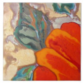 Oranje Hibiscus Deel 1 van 12 Tegeltje (Voorkant)