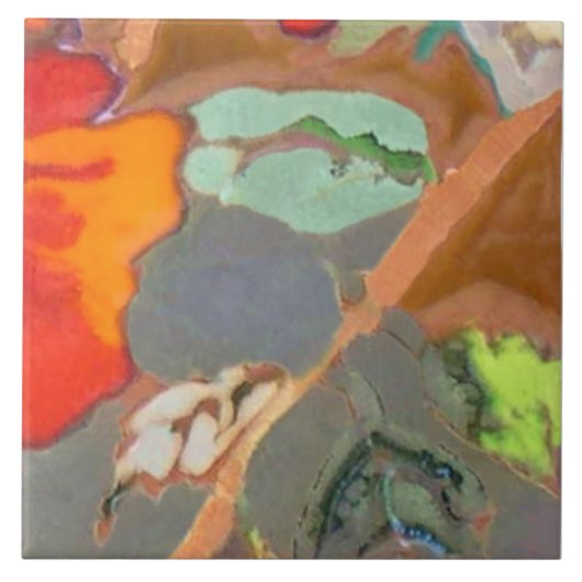 Oranje Hibiscus Deel 8 van 12 Tegeltje (Voorkant)