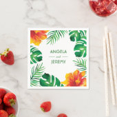 Oranje Hibiscus en Tropische bladeren Bruiloft 2 Servet (Insitu)