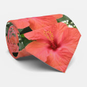 Oranje Hibiscus Flower Macro Floral Stropdas (Opgerold)