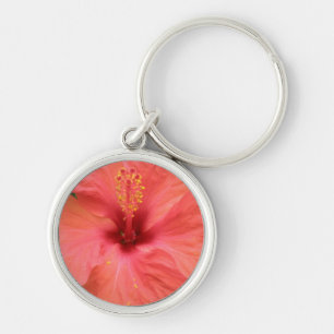 Oranje Hibiscus Flower Macro Sleutelhanger