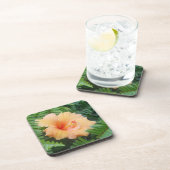Oranje Hibiscus Flower met Ferns Drankjes Onderzetter (Rechterzijde)