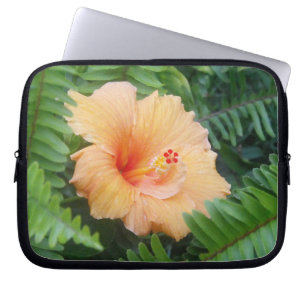 Oranje Hibiscus Flower met Ferns Laptop Sleeve