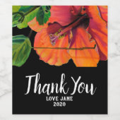 oranje hibiscus flower modern dank je cadeau wijn etiket (Enkel label)