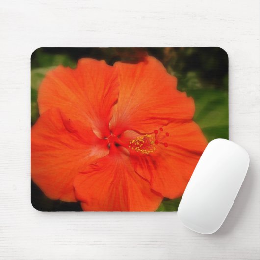 Oranje Hibiscus Flower Mousepad Muismat (Met muis)