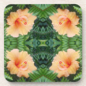 Oranje Hibiscus Flower Pattern Bier Onderzetter (Voorkant)