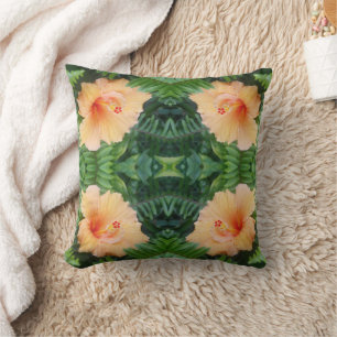 Oranje Hibiscus Flower Pattern Kussen