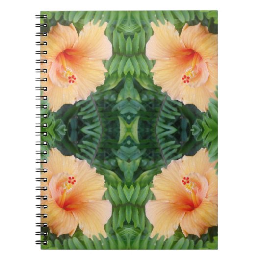 Oranje Hibiscus Flower Pattern Notitieboek (Voorkant)