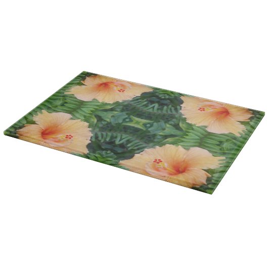 Oranje Hibiscus Flower Pattern Snijplank (Hoek)