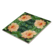 Oranje Hibiscus Flower Pattern Tegeltje (Zijkant)