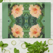 Oranje Hibiscus Flower Pattern Theedoek (Gevouwen)