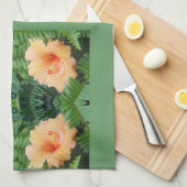 Oranje Hibiscus Flower Pattern Theedoek (Quarter Fold)