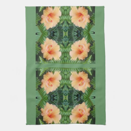 Oranje Hibiscus Flower Pattern Theedoek (Verticaal)