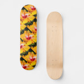 Oranje Hibiscus Flower Side Uitzicht Patroon Skateboard (Voorkant)