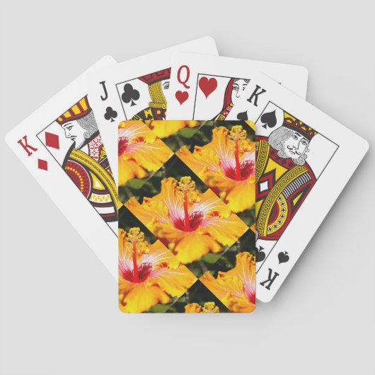 Oranje Hibiscus Flower Side Uitzicht Speelkaarten (Achterkant)