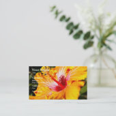 Oranje Hibiscus Flower Side Uitzicht Visitekaartje (Staand voorkant)