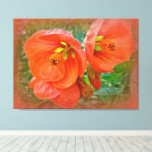 Oranje Hibiscus Flowers Canvas Afdruk (Insitu (Houten vloer))
