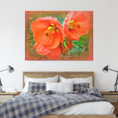 Oranje Hibiscus Flowers Canvas Afdruk (Insitu (Slaapkamer))