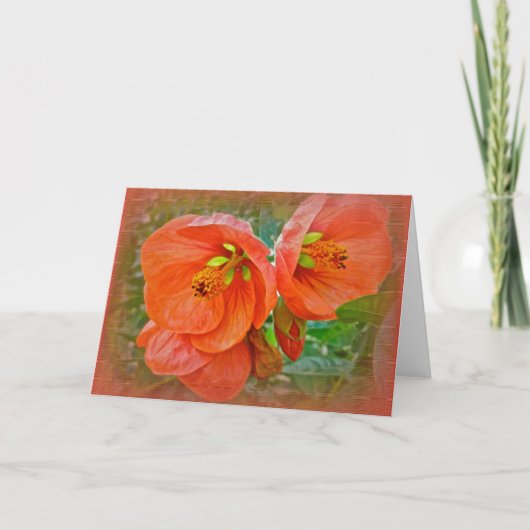 Oranje Hibiscus Flowers Kaart (Voorkant)
