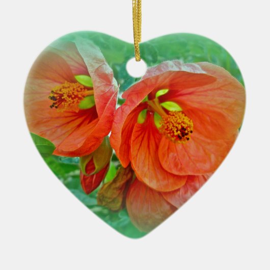 Oranje Hibiscus Flowers Keramisch Ornament (Voorkant)