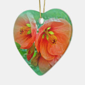 Oranje Hibiscus Flowers Keramisch Ornament (Links)