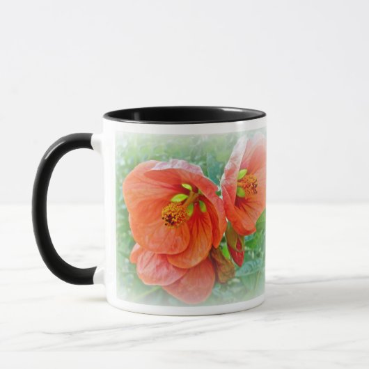 Oranje Hibiscus Flowers Mok (Links)