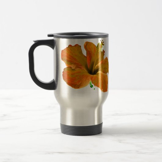 Oranje Hibiscus Flowers Reisbeker (Links)