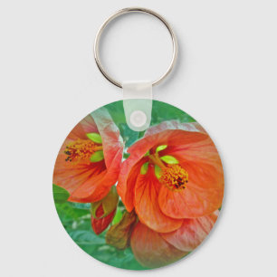 Oranje Hibiscus Flowers Sleutelhanger