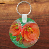 Oranje Hibiscus Flowers Sleutelhanger (Voorkant)