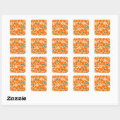 Oranje Hibiscus Flowers Tropisch Hawaiian Luau Vierkante Sticker (Vel)