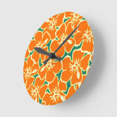 Oranje Hibiscus Flowers Tropische Hawaiian Clock Ronde Klok (Hoek)