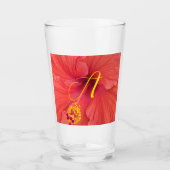 Oranje Hibiscus Foto met Fancy Initiaal Script Glas (Voorkant)