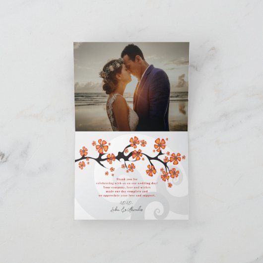 Oranje Hibiscus Fusie Grijs Werveling Tropisch Bru (Binnen)