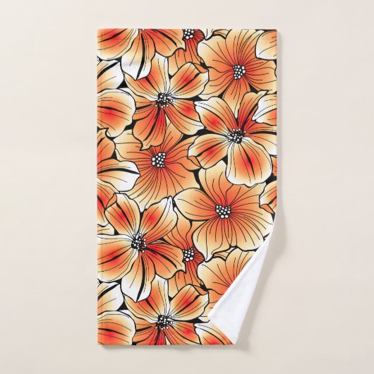 Oranje hibiscus handdoek (Handdoek)