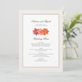 Oranje Hibiscus Hawaiian Wedding Menu Sjabloon (Staand voorkant)