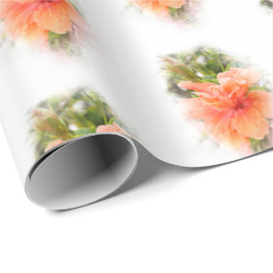oranje hibiscus in zacht masker cadeaupapier