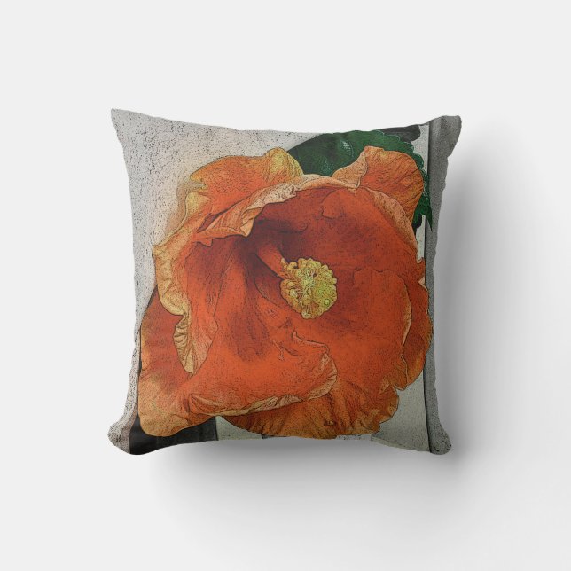ORANJE HIBISCUS KUSSEN (Voorkant)