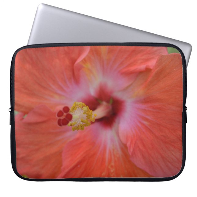 Oranje Hibiscus Laptop Hoes (Voorkant)