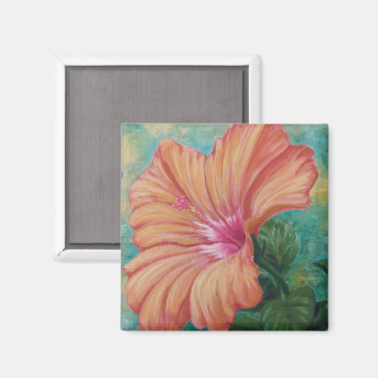 Oranje Hibiscus Magnet (Voorkant / Achterkant)