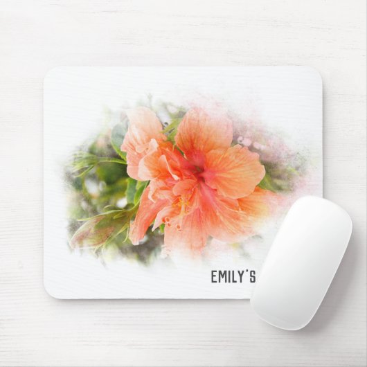 Oranje Hibiscus Muismat (Met muis)